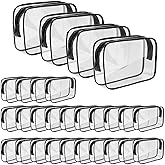 YQQYG 28 PCS Clear Makeup Bags Bulk PVC Waterproof Toiletry Bag for Travel, Portable Zippered Cosmetic Bags for Women Men Travel Vacation Bathroom Organizing