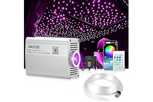 VASTFIRE Starlight Headliner Kit - 500pcs 0.03in 9.8ft Fiber Optic Star Lights for Car with 16W RGBW, Twinkle & Music Sync, APP/Remote Control for Car Roof/Bedroom Ceiling