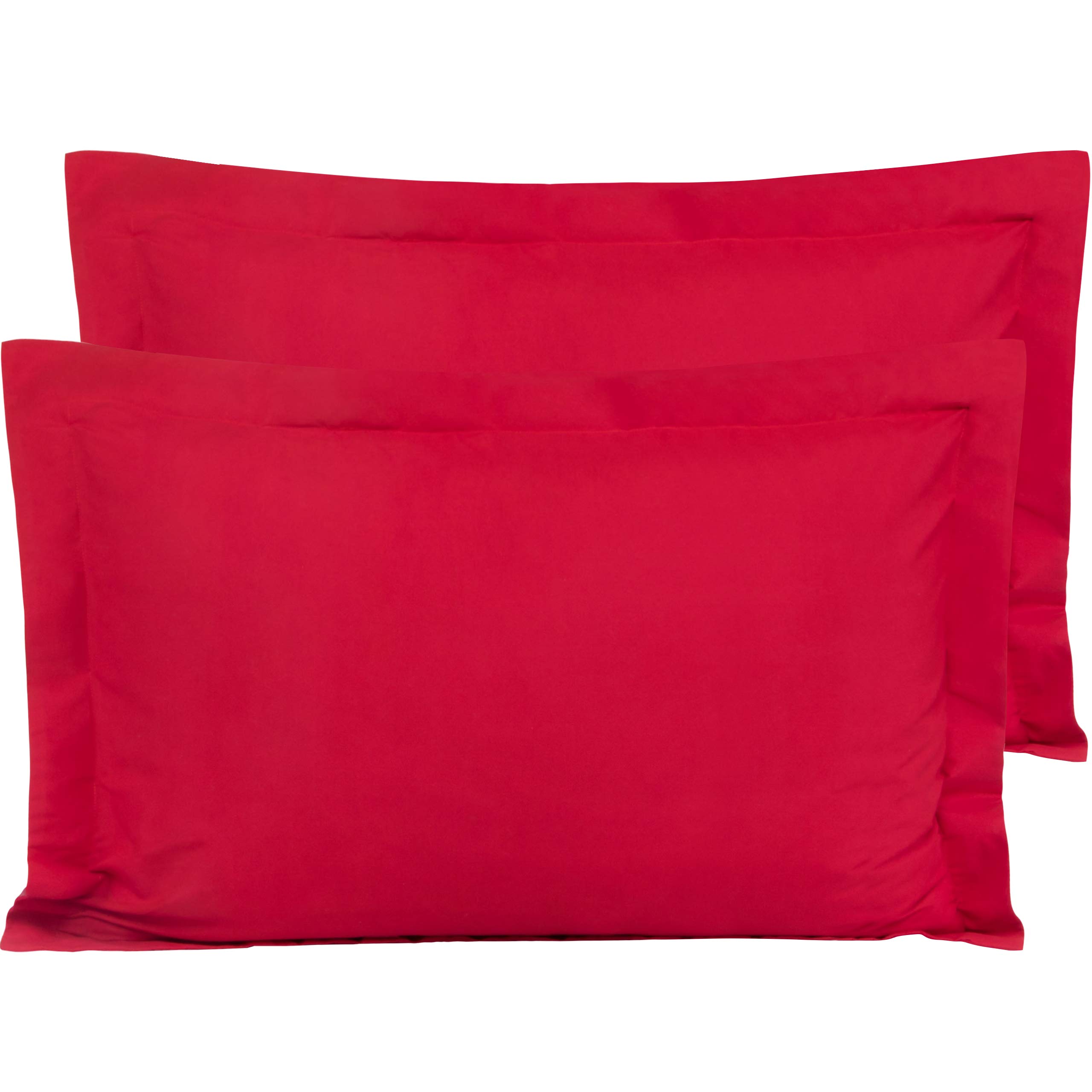 FLXXIE 2 Pack 100% Brushed Microfiber 1800 Oxford Pillowcases, Stain Fade and Wrinkle Resistant, Soft and Cozy King Oxford Pillow Cases | Hotel Quality Pillow Shams, Red, 50x90 cm