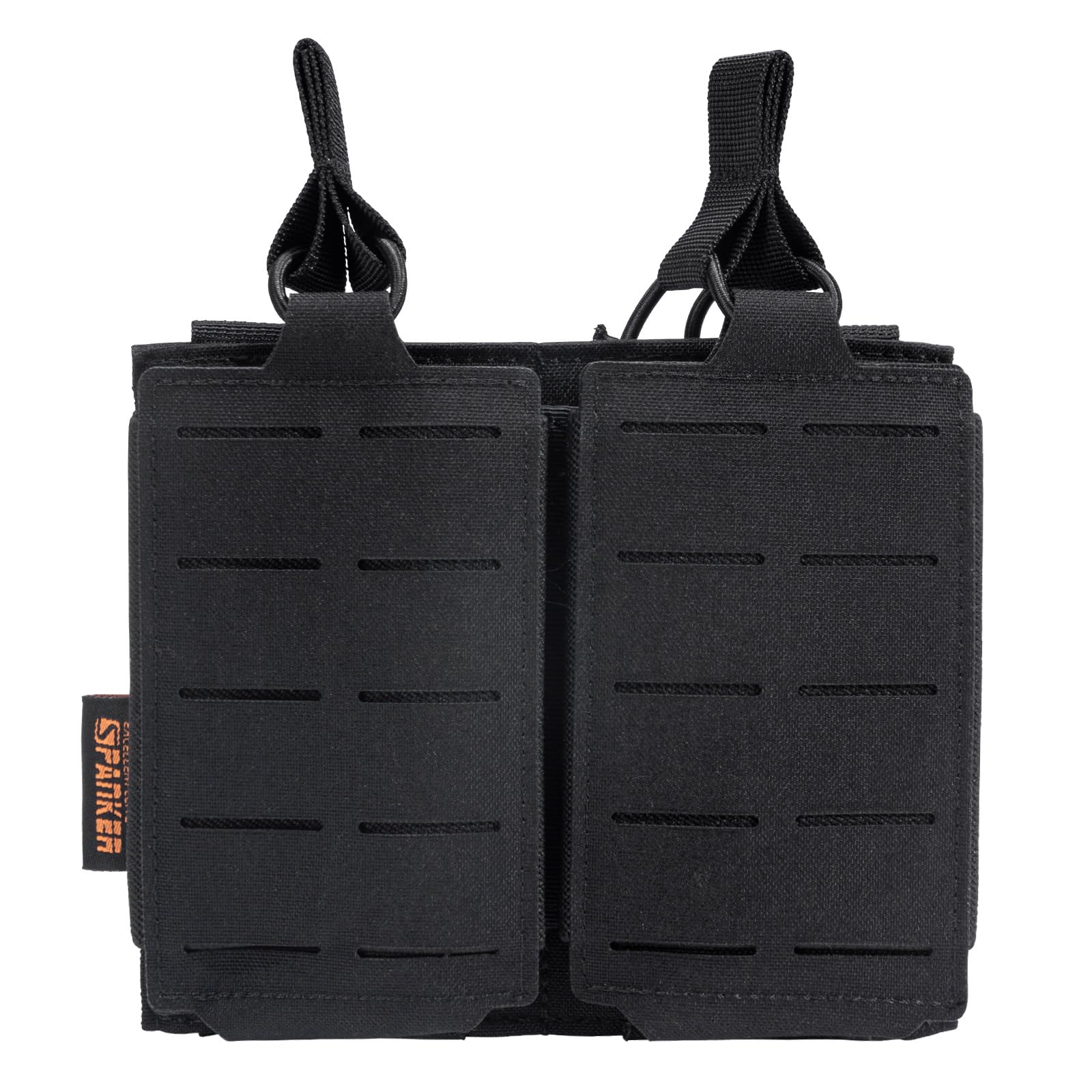 EXCELLENT ELITE SPANKER Nylon Single/Double/Triple Magazine Pouch Holder Carrier,Molle Mag Pouch for M4/M16/AR/AK Rifle Magazines(Double,BLK)