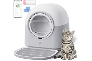 HHOLOVE L2 Self Cleaning Cat Litter Box Safe Anti-Pinch,with Deodorizer and Liner,Automatic Hands-Free Smart Robot Self Cleaning Litter Box - Large 60L Capacity, for Multiple Cats