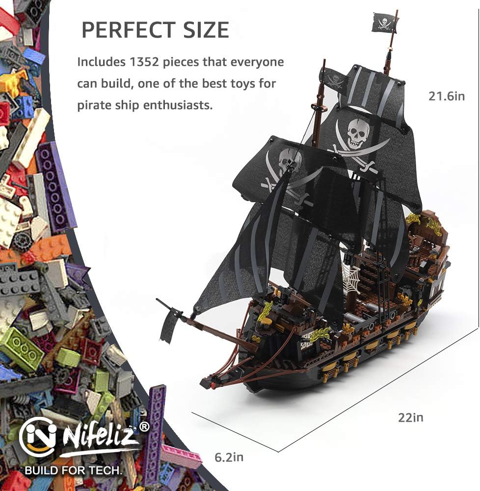 Nifeliz Black Hawk Pirates Ship Model Building Blocks Kits - Construction Set to Build, Model Set and Assembly Toy for Teens and Adult,Makes a Great Gift for People who Like Creative Play (1352Pcs): Toys & Games