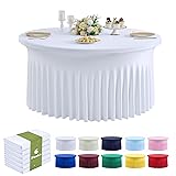 Outpain 6 Pack White Round Spandex Tablecloths for