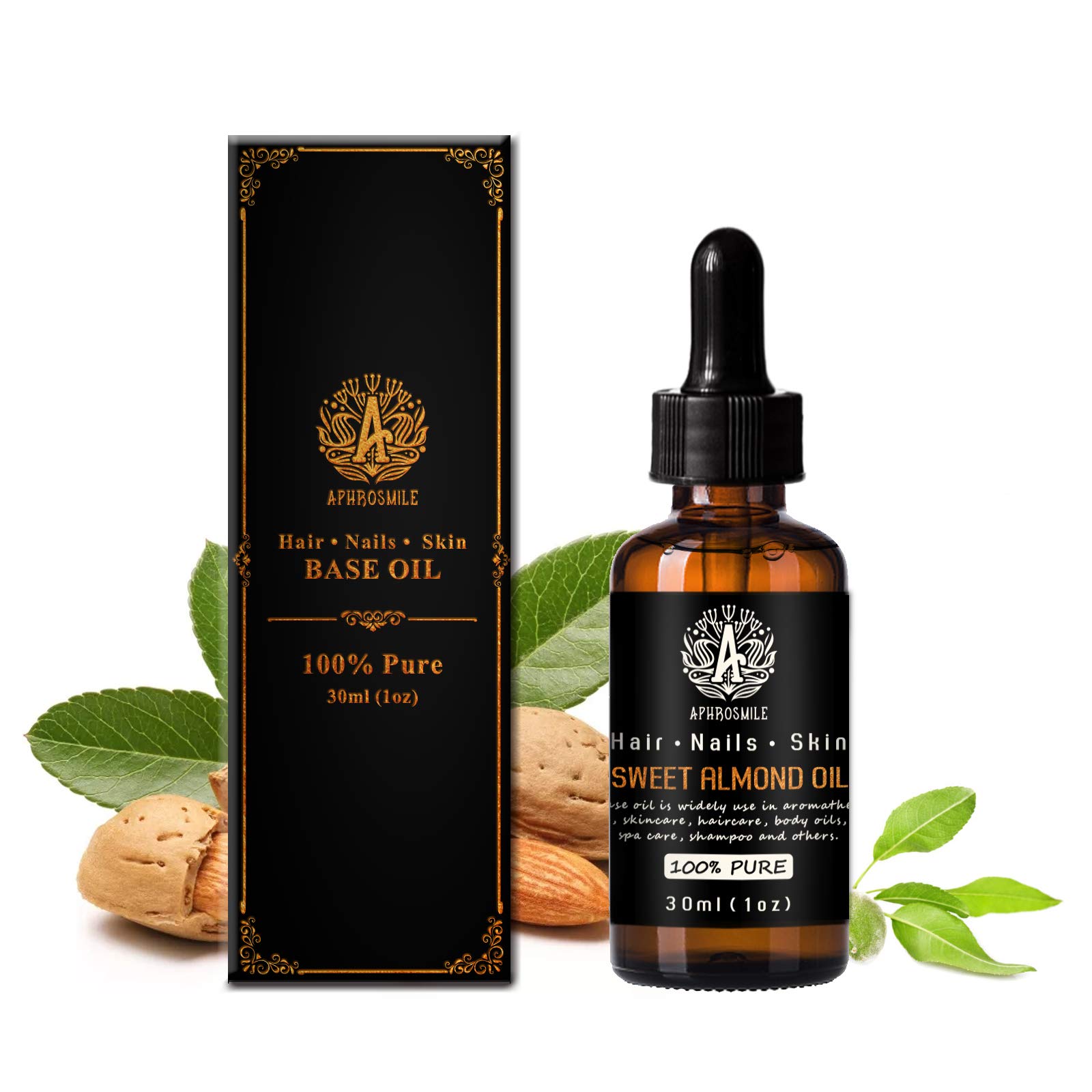 100% Pure Sweet Almond Oil for Massage, 30ml Carrier Oil - Sweet Almond Oil for Skin Care, 1oz Base Oil - Sweet Almond Oil for Hair Care