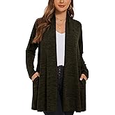 LARACE Open Front Cardigan for Women with Pockets Knit Sweater Plus Size Long Sleeve Tops Fall Clothes Loose Outwear