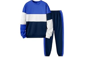 Tainmully Boys Clothes Long Sleeve Color-blocked Sweatshirt Tops and Pants Winter Outfits Kids Clothes Boys for 6-16 Years