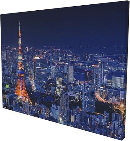 Amazon Co Jp Braksent アートパネル インテリア絵画 油絵 夜の東京タワー ポスター イラスト キャンバスアート 壁飾り 壁掛け おしゃれ 寝室 装飾画 風景画 Hd写真 モダン的な部屋飾り 新築お祝いに最適 30x40cm Generic
