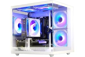 suevery Pre Built Gaming PC Ryzen 5 5500 3.6GHz,(6Core 12Threads Up to 4.2G),Radeon RX6500XT 4G,DDR4 16G Nvme 512G SSD,WiFi 6 Tower Desktop Computer for Home and Office