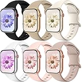 6 Pack Sport Bands Compatible with Apple Watch Bands 10 40mm 38mm 41mm 42mm 44mm 45mm 46mm 49mm,Soft Silicone Waterproof Stra