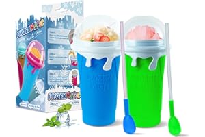 Slushie Maker Cup 2Pcs, 500ml Slushy Cup Silicone Slushy Maker Cup Quick Frozen Smoothies Squeeze Cooling Cup for Milk Shake,