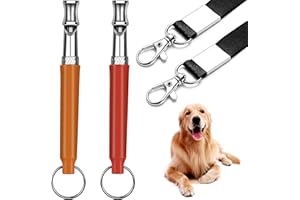 HRYYDS 2 Pack Dog Whistle, Dog Whistle to Stop Barking Neighbors Dog, Adjustable Ultrasonic Silent Dog Whistle, Professional Recall Dog Training Whistles, with Lanyard (Orange&Red)