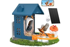 MINIKEY Bird Feeder with Camera Solar Powered in Outdoor Backyard :2K HD Video, AI-Powered Recognition Identifies 11000+ Species, Instant Capture and Notifications,Ideal Gift for Bird Lovers, Moms Dads.