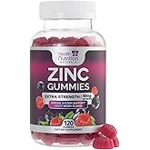Zinc Gummy for Adults 50mg, Max Strength Bone, Skin & Immune Support Zinc Gummies, Vegan, Non-GMO & Gluten Free, Immune Healt