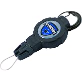 T-REIGN Outdoor Medium Retractable Gear Tether, Carabiner, 36' Kevlar Cord, 6 oz. Retraction, Black Polycarbonate Case, Universal Attachment