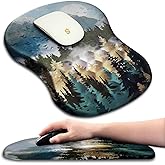 Ergonomic Wrist Rest Mouse Pad, Massage Relief for Carpal Tunnel, Entire Memory Foam Non-Slip, Computer Mouse Pad for Wireless, Forest Sunrise