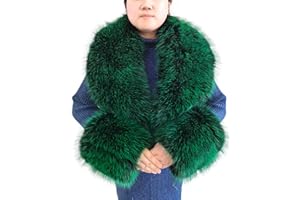 Eosxrp Faux Fur Collar Cuffs Set Warm Fake Fur Scarf Winter Women Fluffy Large Shawl Furry Scarves