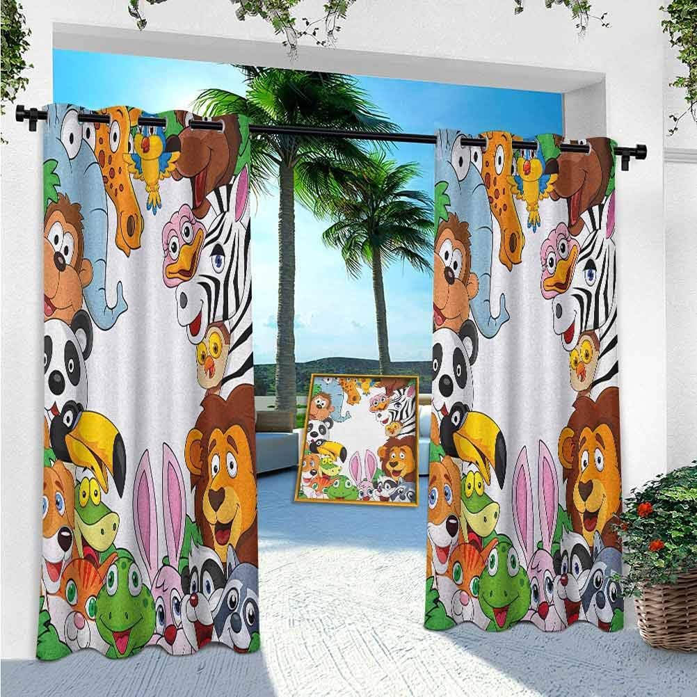 YUAZHOQI Nursery Curtains, Wild Jungle Animals Tropical Fauna Family