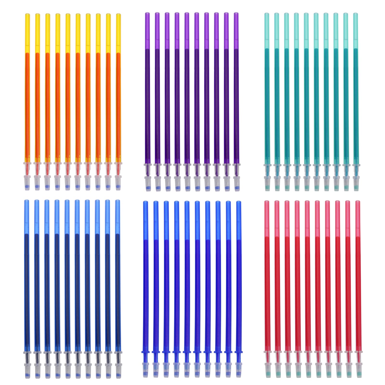 CONNECTION Coloured Erasable Pens Refills 60 Pcs Replaceable Erasable Pen Refills 0.5mm Correctable Rollerball Refill Correctable Gel Pen Refill for Students Kids School Office Supplies (6 Colors)