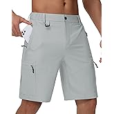 JWM Men's 9" 11" Hiking Cargo Shorts - Lightweight Stretch Qucik Dry UPF 50+ Golf Work Fishing Travel Shorts 5 Zipper Pockets