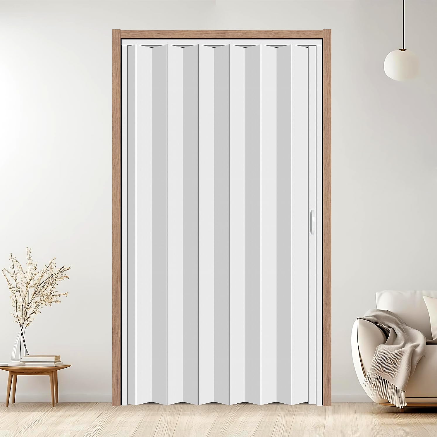 Photo 1 of CCBOYSHARDWARE 48X80in PVC Accordion Door Interior,Sliding Folding Doors with Lock,Divider Door with Simple Installation and Hardware,White