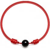 Luck Strings Black Tourmaline Red String Bracelet &ndash; Handmade Kabbalah Evil Eye Protection Amulet with Adjustable Cord | Unisex Spiritual Jewelry Gift for Men &amp; Women