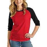 Decrum Baseball Shirt Women - Casual Fashion 3/4 Length Sleeve Womens Raglan Tops