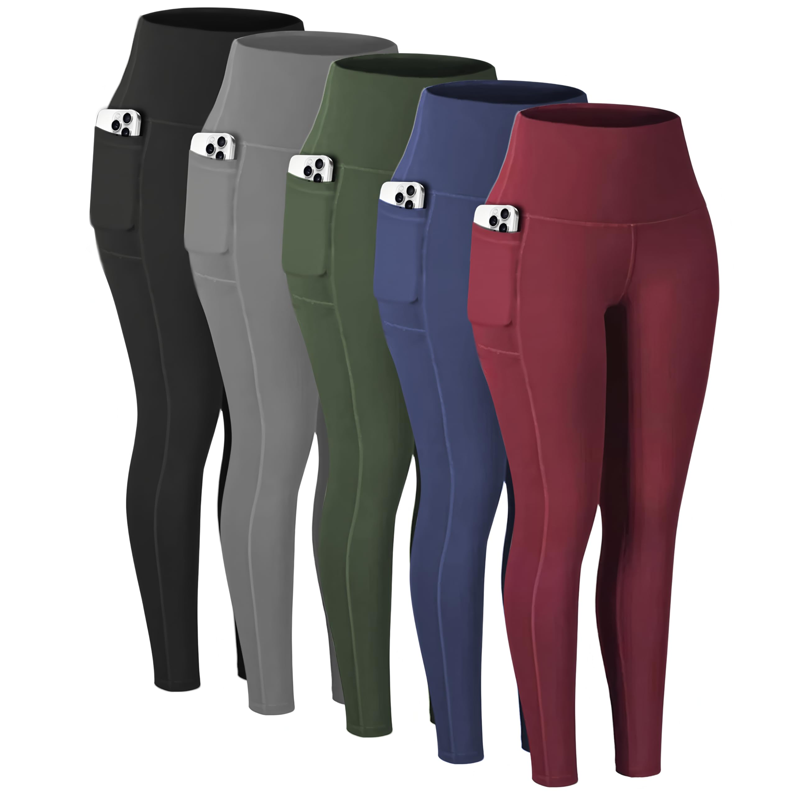Photo 1 of Diravo 5 Pack Workout Leggings for Women with Pockets - High Waisted Yoga Pants Women Tummy Control Gym Athletics Clothes