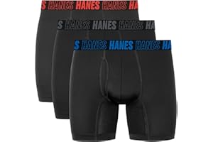 Hanes Mens Hanes Moves Men's Anti-Chafe Trunk Underwear, X-Temp, 3-Pack, AssortedTrunks