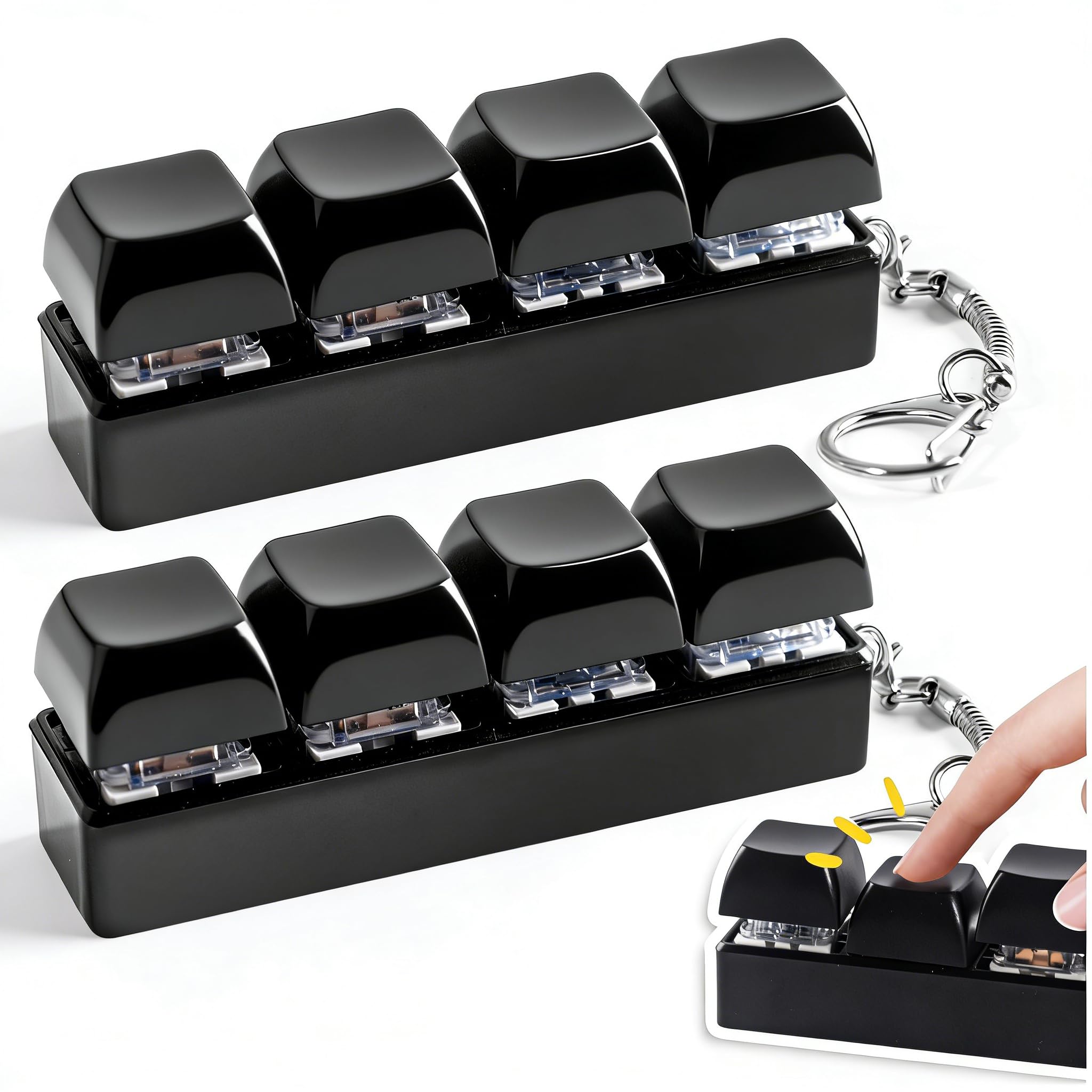 2Pcs Keyboard Fidget Toy, Fidget Toys Keyboard Fidget Fidgets Fidget Keyboard, 4 Buttons Clicky Keychain, Portable Stress Anxiety Relief Cool Gadget Gift for Adults Kids (StyleB)