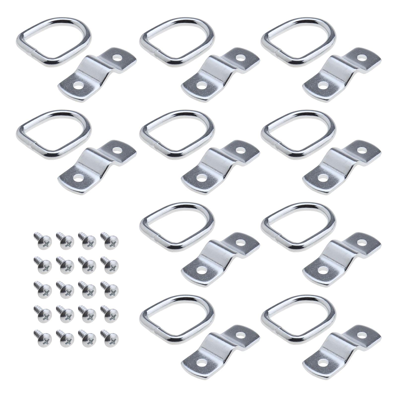 EMSea 10PCS 1/4" Heavy Duty Lashing Rings D-Ring Tie Downs Anchors with 10 Mounting Brackets and 20 Screws for Truck Pickup Kayak ATV Van Camper Boat Trailer