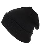 RufnTop Thick Plain Knit Beanie Slouchy Cuff
