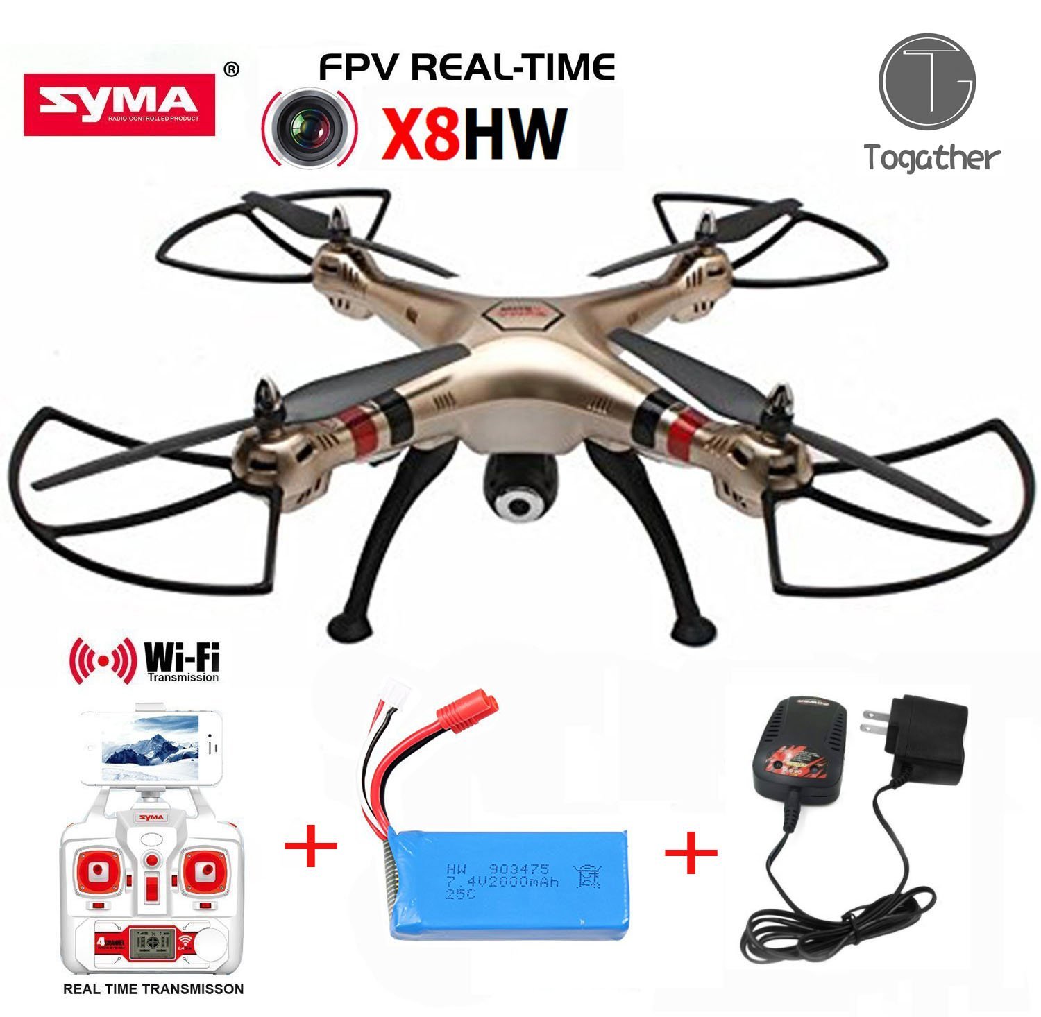 Togather® nuevo modelo Syma XHW canal Axis girocompás Wifi FPV RC Drone