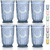 Yungala Blue Highball Glasses Set of 6 Tall Drinking Glasses 10 oz