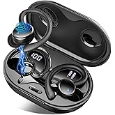 Wireless Earbuds, Bluetooth 5.4 Headphones Sport, 50H Deep Bass Sound Over Ear Buds with 4 ENC Noise Cancelling Mic, Dual LED Display, IP7 Waterproof Earphones with Earhook for Workout/Running/Gym