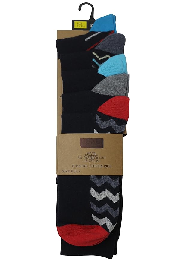 Mens Ex Next Cotton Rich 5 Sock Pack Size 6 8.5 and 911 Black or
