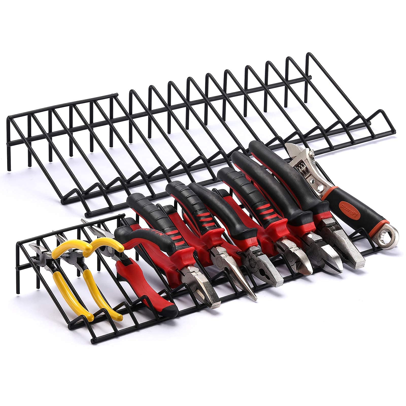 CASOMAN Plier Organizer Rack, 2 Pack, Pliers Holder in Black Wrench organizer, tool organizers and storage, 15-Slot Plier Rack
