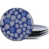 KitchenTour Ceramic Dinner Plates, 8.5 Inch Salad Plates Set of 4, Serving Plates for Dessert, Pasta, Steak, Dishwasher and Microwave Safe