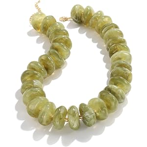 CONRAN KREMIX Colorful Chunky Beaded Necklace for Women,Large Acrylic Bead Choker Statement Necklace Cute Trendy Surfer Beach