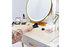 AMERBRO Makeup Mat for Vanity Top Protector,Dresser Protector Top Vanity Essentials,Craft Mats to Protect Table,Nail Art Table Mat,Vanity Desk Cover Pads,Desk Cover Top Mats,31.5x15.7in (Beige & Olive Green)