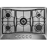 Empava 30 Inch Built-in Gas Cooktop with 5 Sealed SABAF Burners, Stainless Steel Surface, LPG/NG Convertible, Flame Failure Protection, Dishwasher Safe Grates