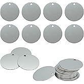 StayMax 1.5 Inch Round Metal Engraving Blanks Stamping Blanks with Hole Stainless Steel Blank Tags 25 Pack