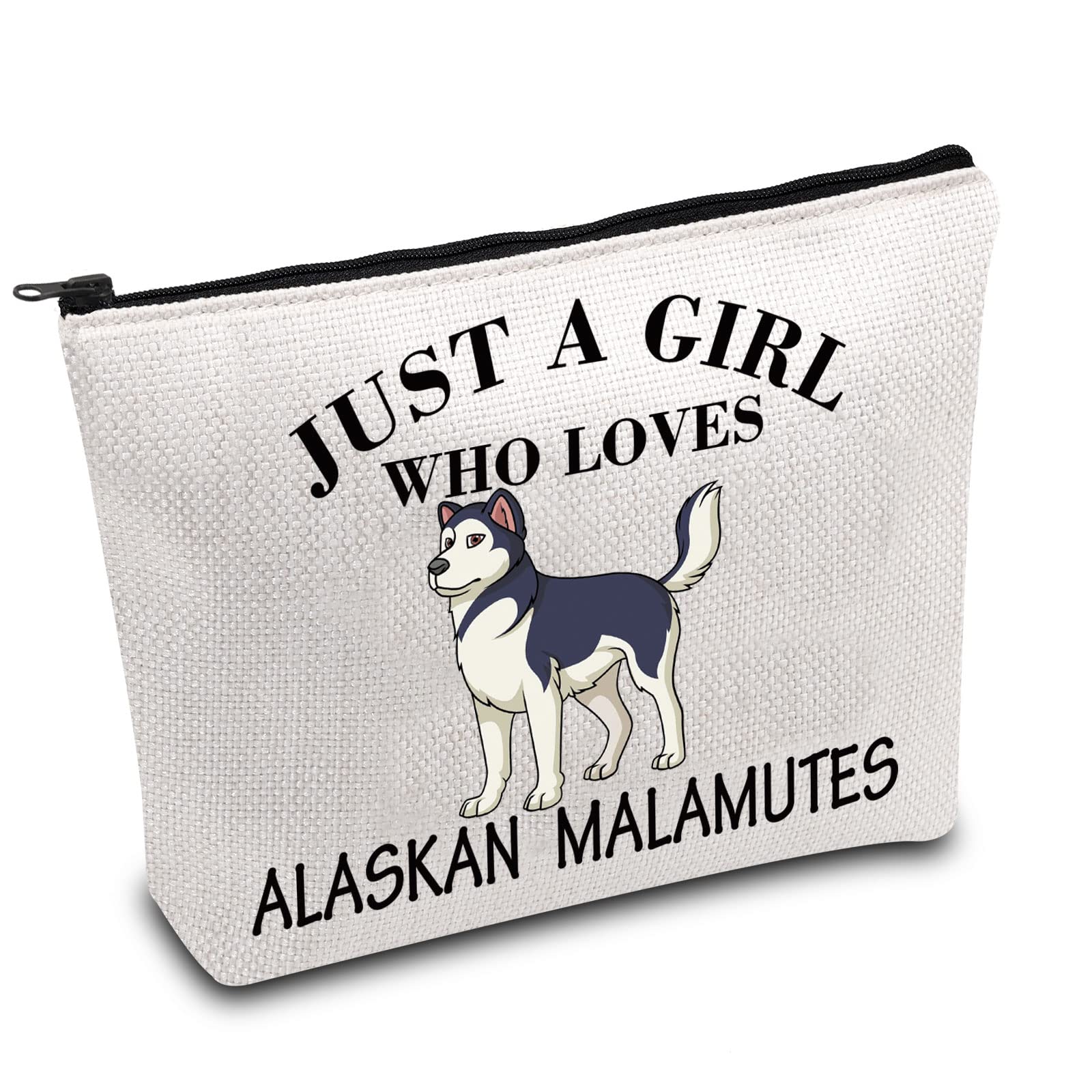 PLITI Alaskan Malamute Gift Alaskan Malamute Dog Mom Makeup Bag Just a Girl Who Loves Alaskan Malamutes Travel Pouch (Girl Loves Malamutes)