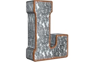 CraftyCrocodile 7" Galvanized Metal Letters for Wall Decor - 3D Letter L for Hanging & Free Standing - Decorative Rustic Alphabet Letters for The Living Room, Bedroom, Kitchen