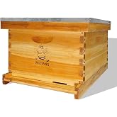 QHZHANG 10 Frame Bee Hive Box Kit, Beeswax Coated Beehive with Frames | 1 Layer Deep Brood Bee Boxes, 100% Beeswax Coated Foundation Sheets, Complete Set for Beginner &amp; Professional Beekeepers