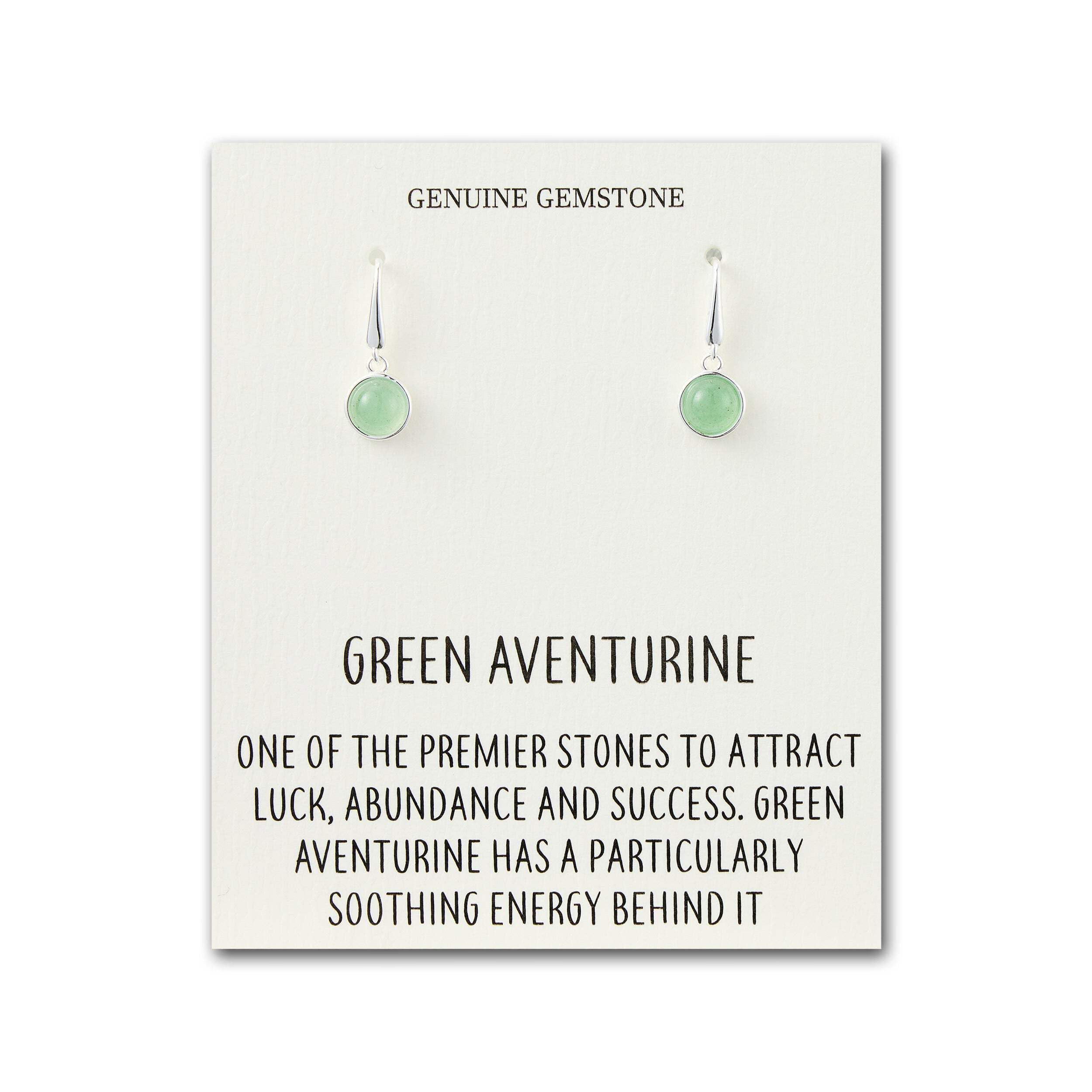 Philip Jones Green Aventurine Drop Earrings with Quote Card