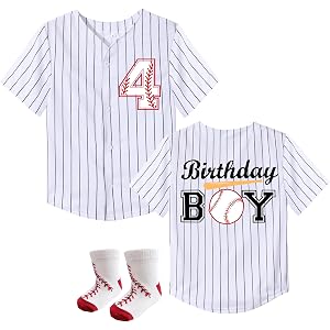 NICNZQI 2nd 3rd 4th Birthday Boy Shirt with Socks Toddler Baseball Jersey Kids Baseball Theme Birthday Party Outfit