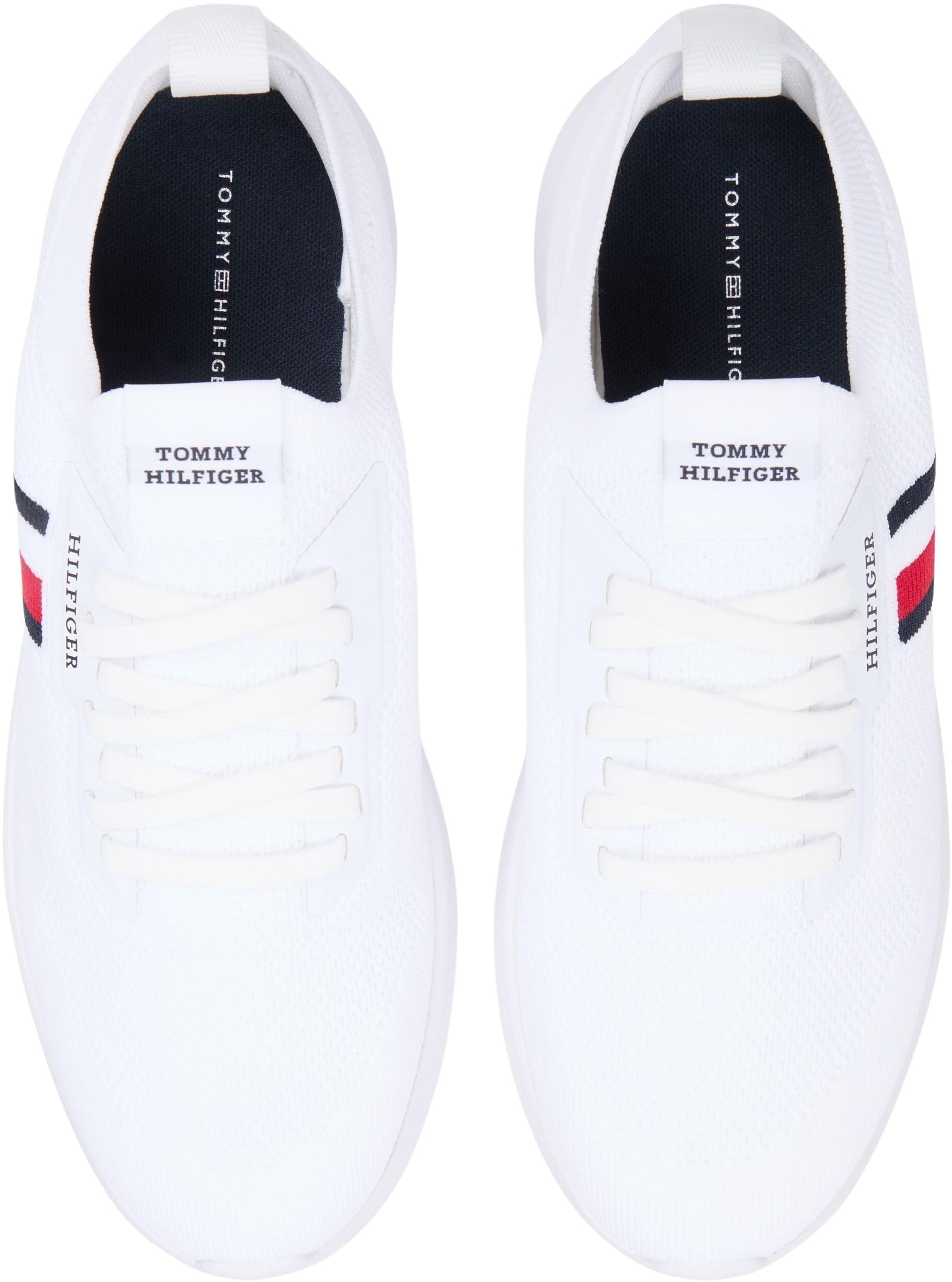 Tommy Hilfiger Herren Runner Sneaker Lightweight Knitted Low Top, Weiß (White), 43 5