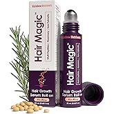 Hair Magic&trade; Hair Growth Serum Roll On- Multi-Peptides + Rosemary Oil for Hair Growth, Density, Beard, Eyebrows &amp; Scalp Serum Treatment For Women &amp; Men with Saw Palmetto - Suero Para El Cabello