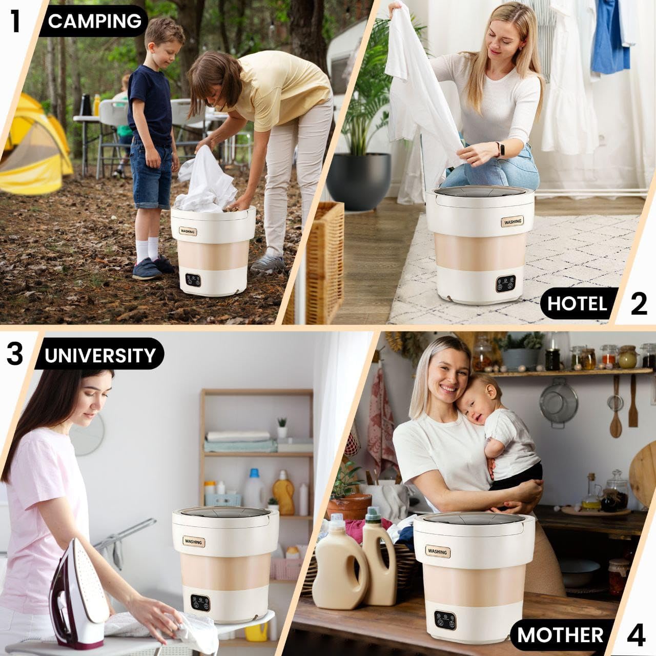 small portable washing machine15L with Spin Basket – Small Washer portable for Underwear, Delicate Clothes, and Light Laundry – Ideal for Apartments, Dorms, Hotels, and Camping.