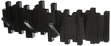Umbra Sticks Garderobenhaken – Moderne und Platzsparende Garderobenleiste mit 5 Beweglichen Haken für Jacken, Mäntel, Schals,